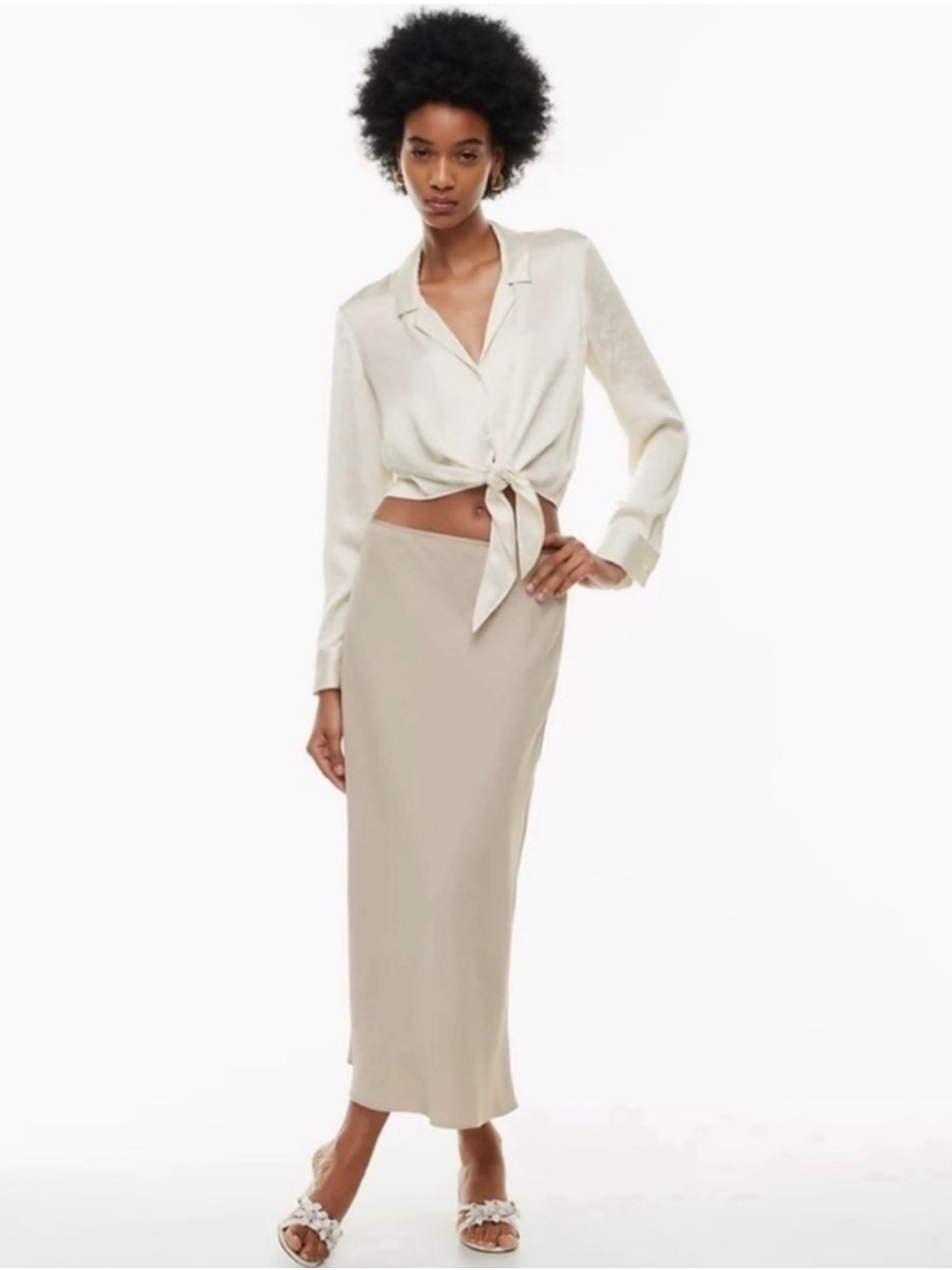 Aritzia Wilfred Tie-Front Satin Blouse Women’s size Small